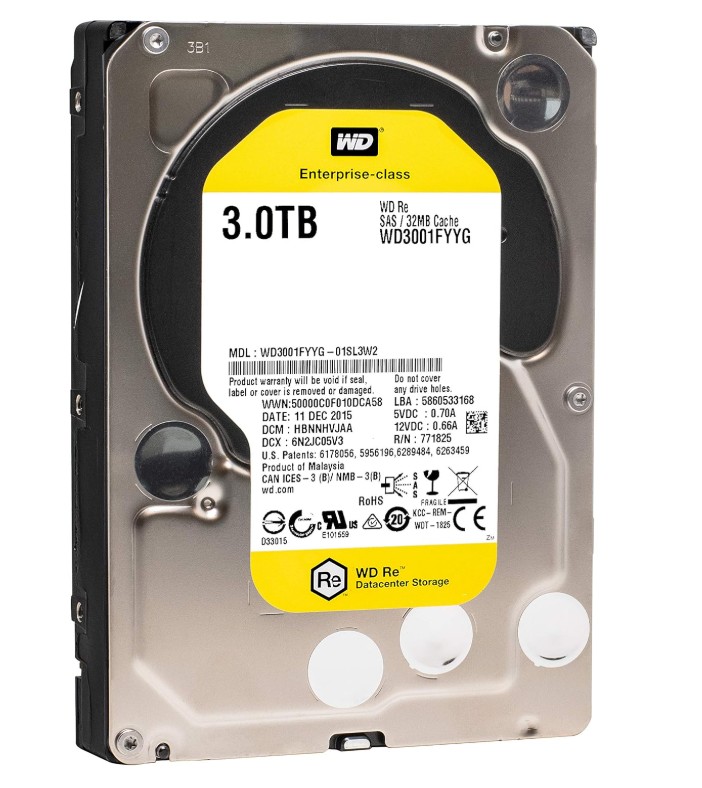 Western Digital RE 3TB 3.5" Enterprise SAS 6Gb/s 7.2K Hard Drive (WD3001FYYG)